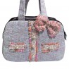 Tweed Pink and Pearl button bag