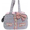 Tweed Pink and Pearl button bag