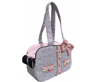 Tweed Pink and Pearl button bag